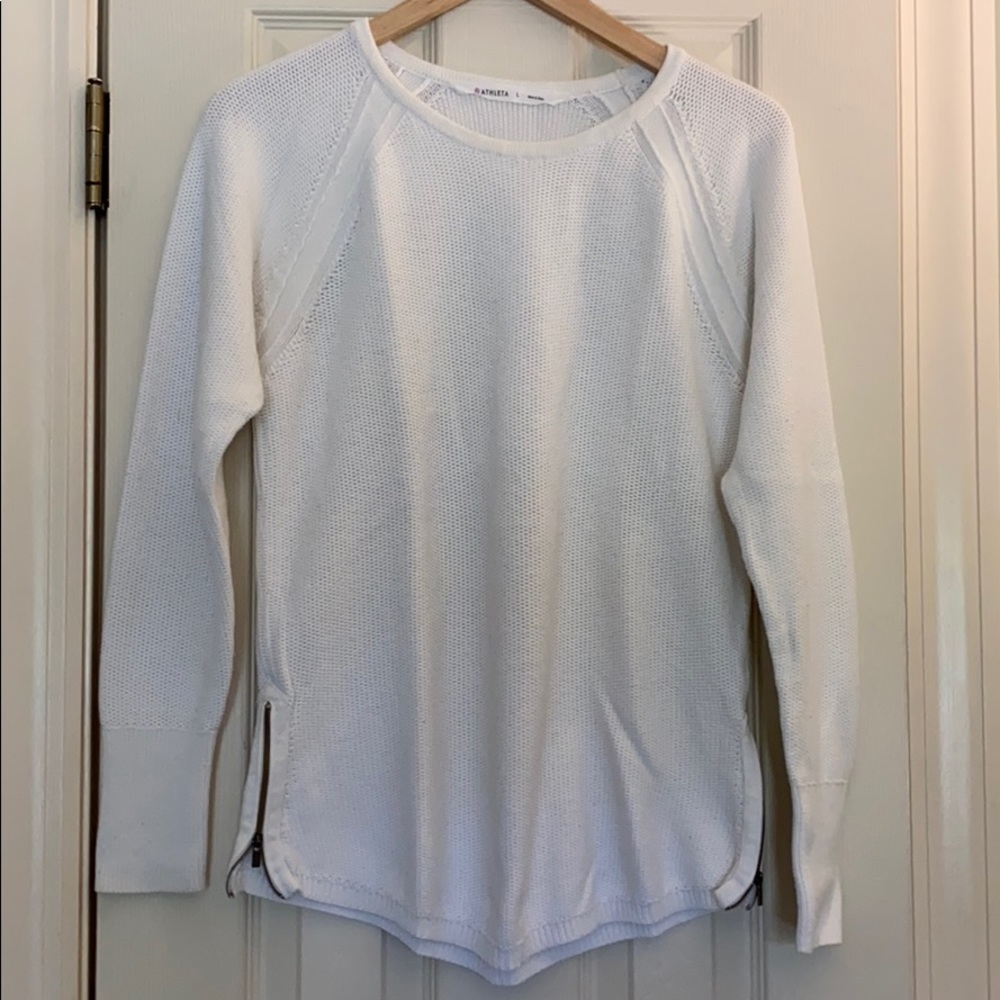 *Final Price* Athleta white side-zip sweater